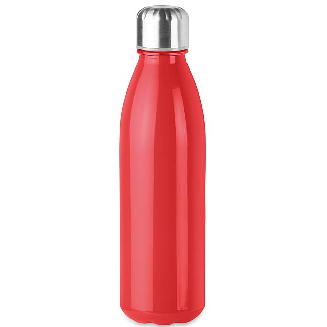 Glass drinking bottle 650ml  - red