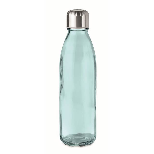 Skleněná 650ml lahev na pití - ASPEN GLASS - transparentní modrá