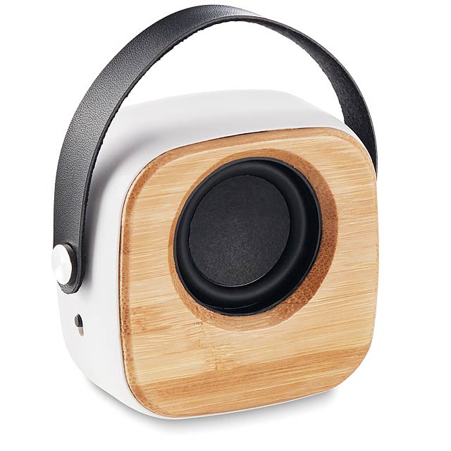 Speaker 3W with bamboo front  - white