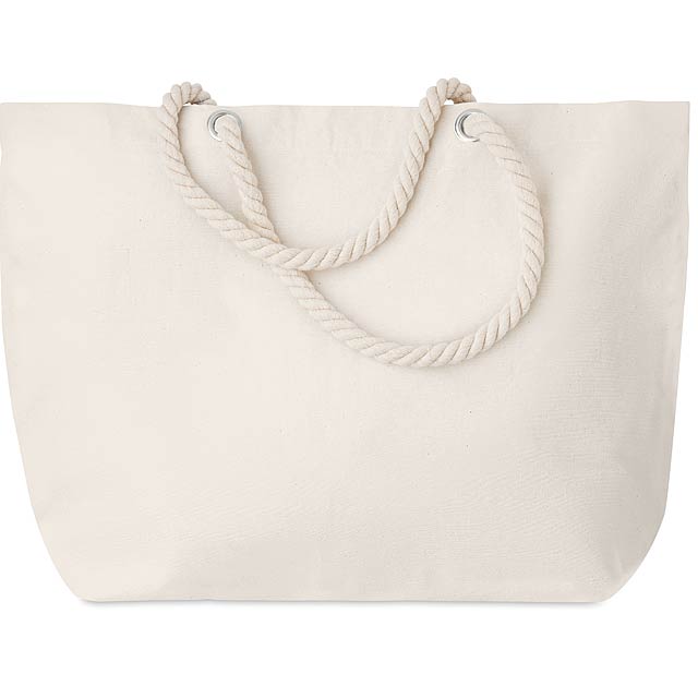 Beach bag with cord handle  - beige