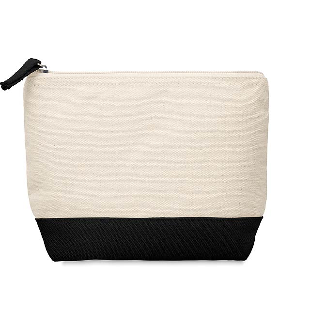 Bicolour cotton cosmetic bag  - schwarz