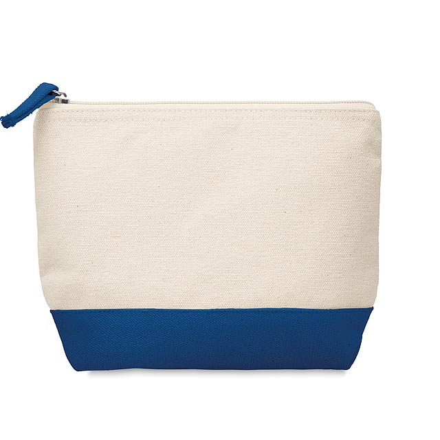 Bicolour cotton cosmetic bag  - blue