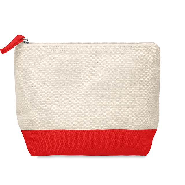 Bicolour cotton cosmetic bag  - red