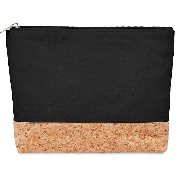 Cork & cotton cosmetic bag  - black