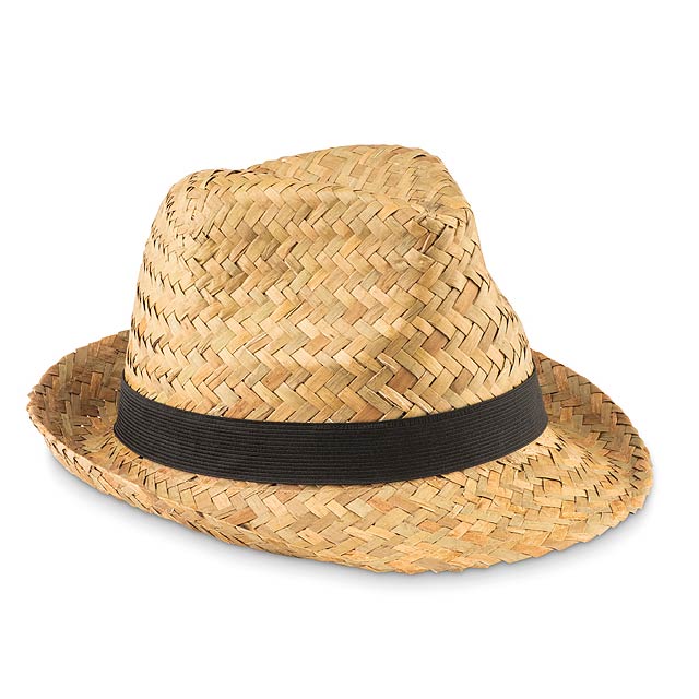 MONTEVIDEO - Přírodní slámový klobouk  - černá
