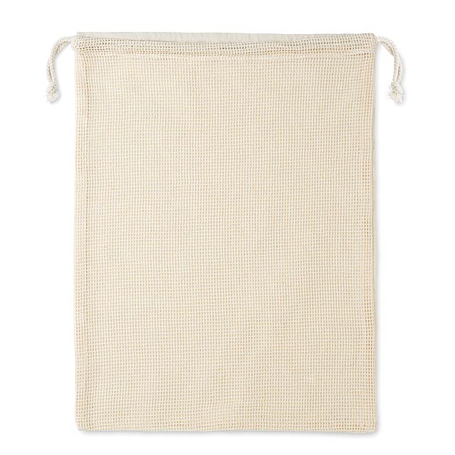 Re-usable cotton mesh food bag - beige