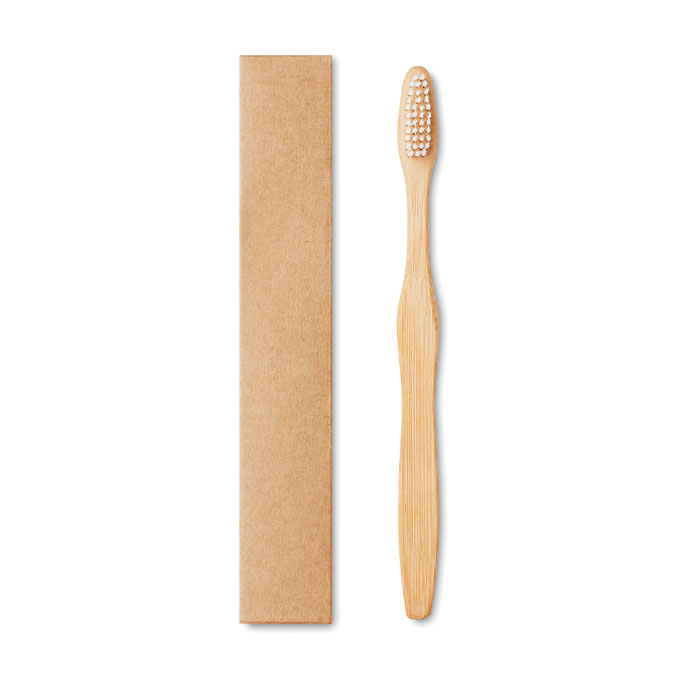 Bamboo toothbrush in Kraft box - white
