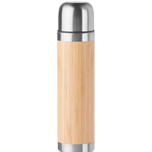 Thermoflask with bamboo cover  - wood