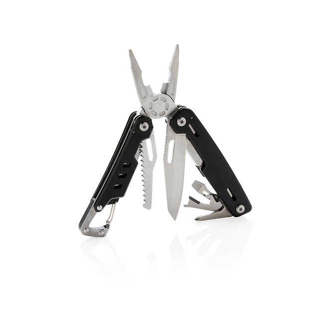 Solid multitool with carabiner - black