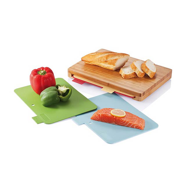 Cutting board with 4pcs hygienic boards - brown