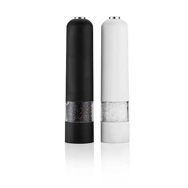 Electric pepper and salt mill set - white
