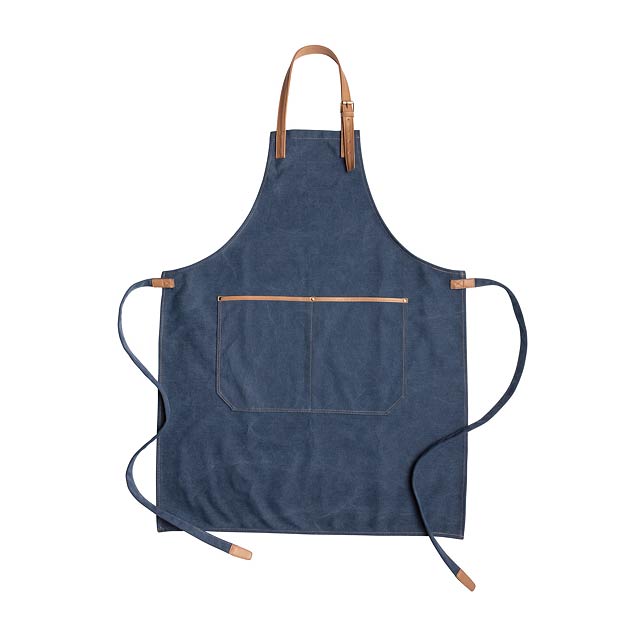 Deluxe canvas chef apron, blue - blue