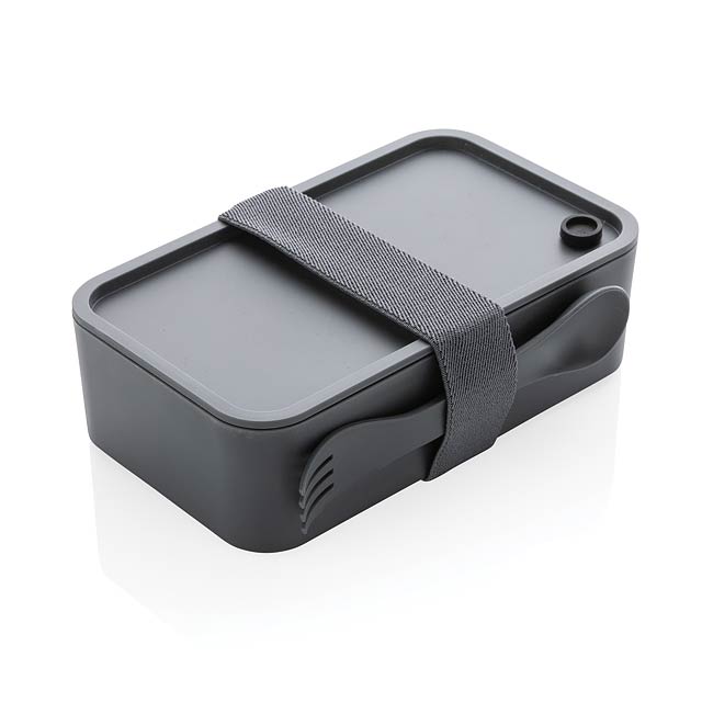 PP Lunchbox mit Göffel, anthrazit - schwarz