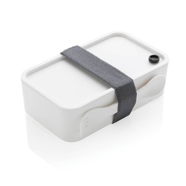 PP Lunchbox mit Göffel, weiß - Weiß 