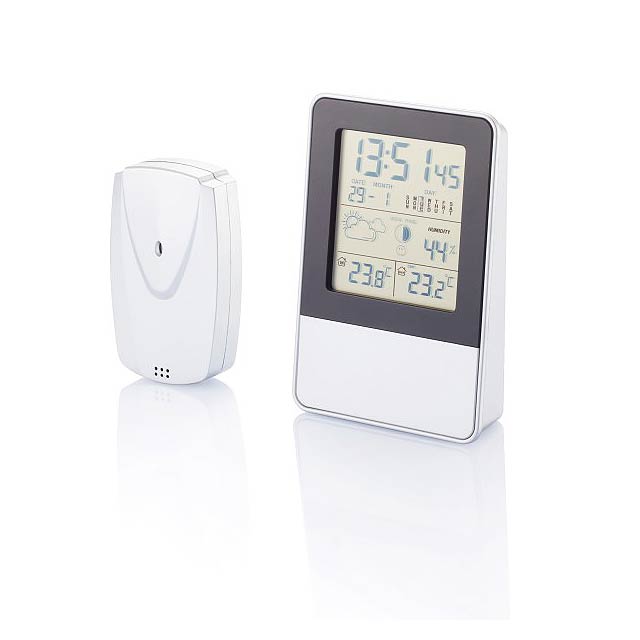 Indoor/outdoor weather station, silver - silver