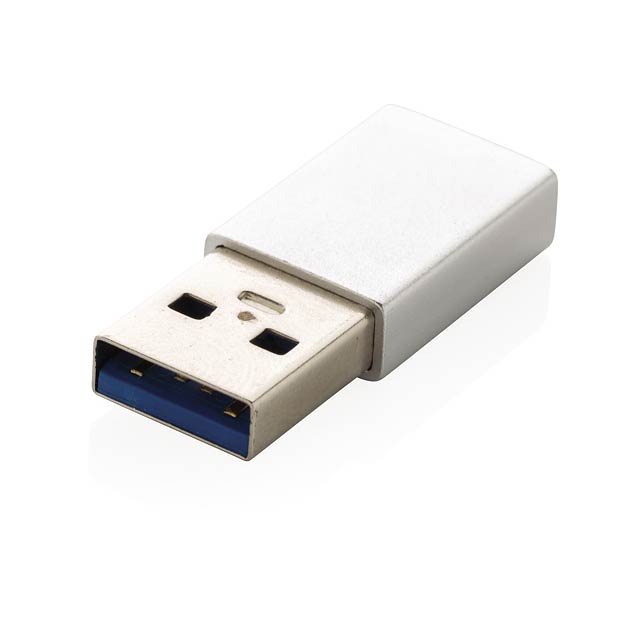 USB A to USB C adapter, silver - silver