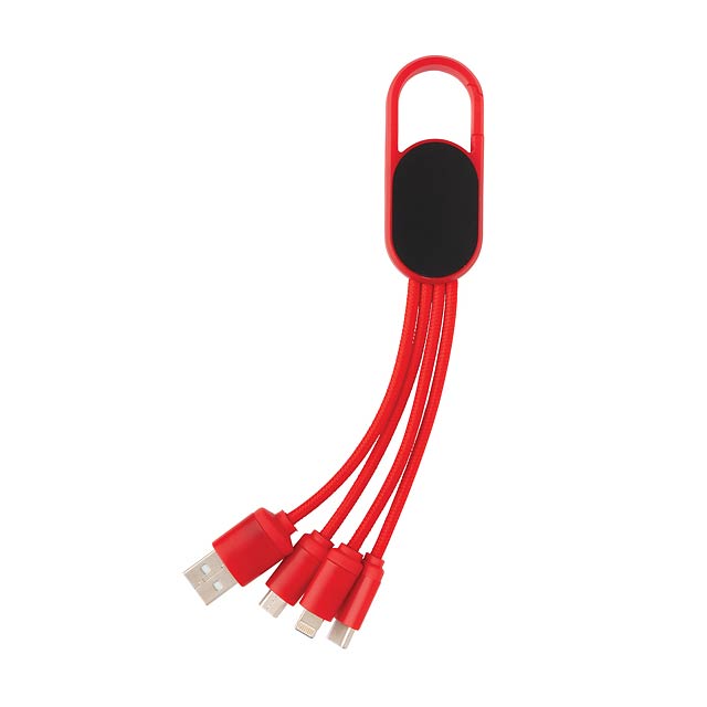 4-in-1 Kabel mit Karabiner-Clip, rot - Rot