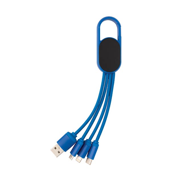 4-in-1 Kabel mit Karabiner-Clip, blau - blau