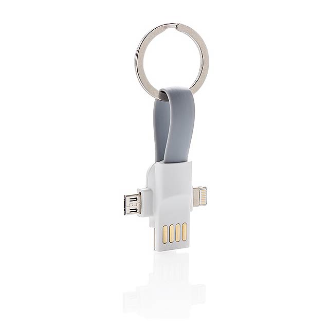 3-in-1 keychain cable - white
