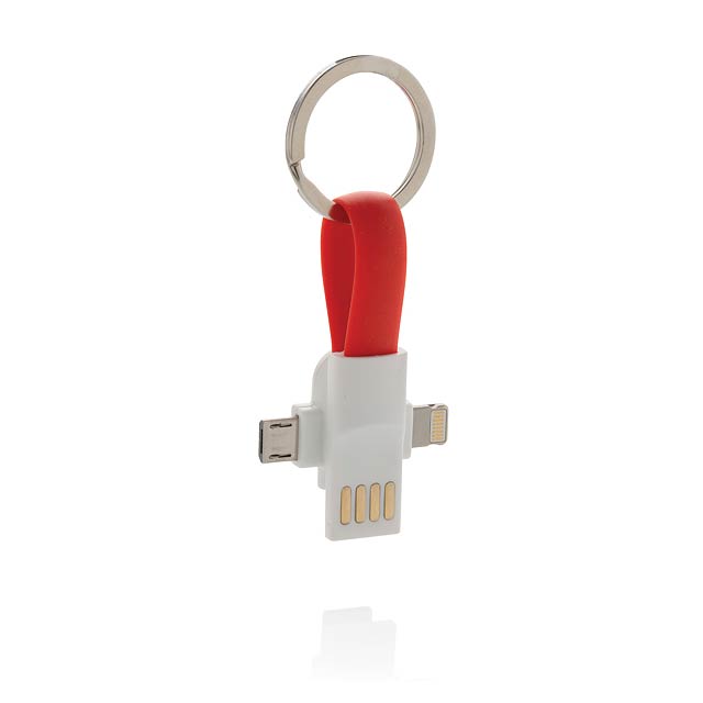 3-in-1 keychain cable - red