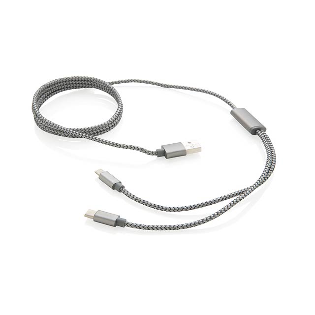 3-in-1 braided cable - grey