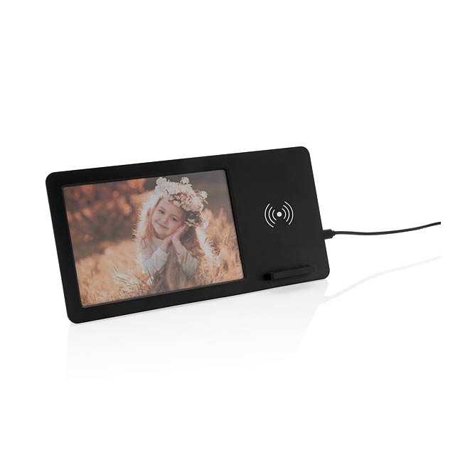 5W Wireless charger and photo frame, black - black