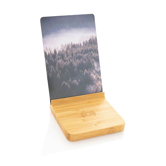 Bambusový fotorámeček s bezdrátovou nabíječkou 5W, hnědá - hnědá