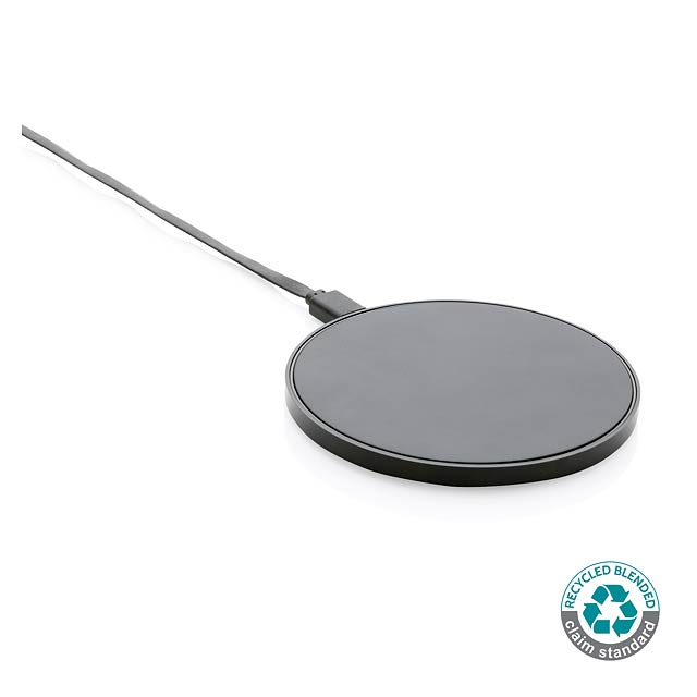 RCS standard recycled plastic 10W wireless charger, black - black
