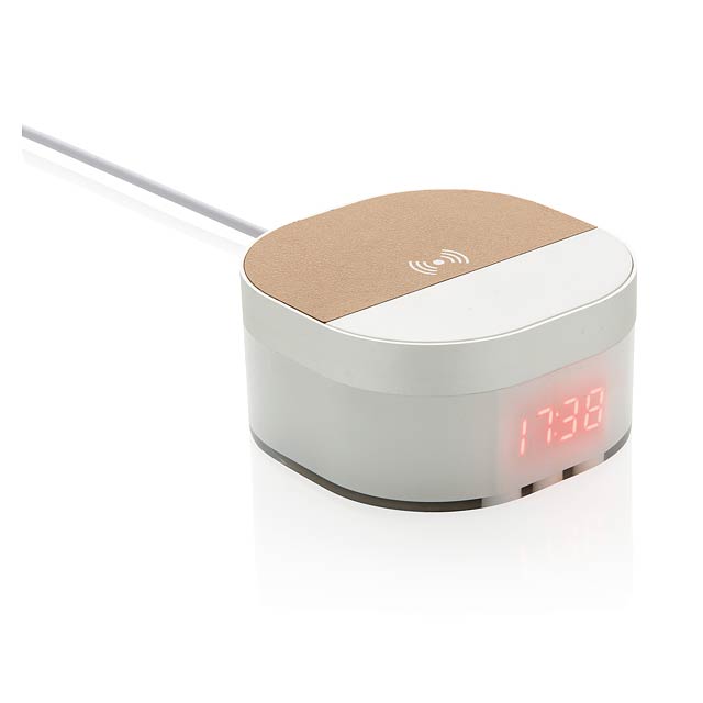 Aria 5W Wireless Charging Digital Clock - white