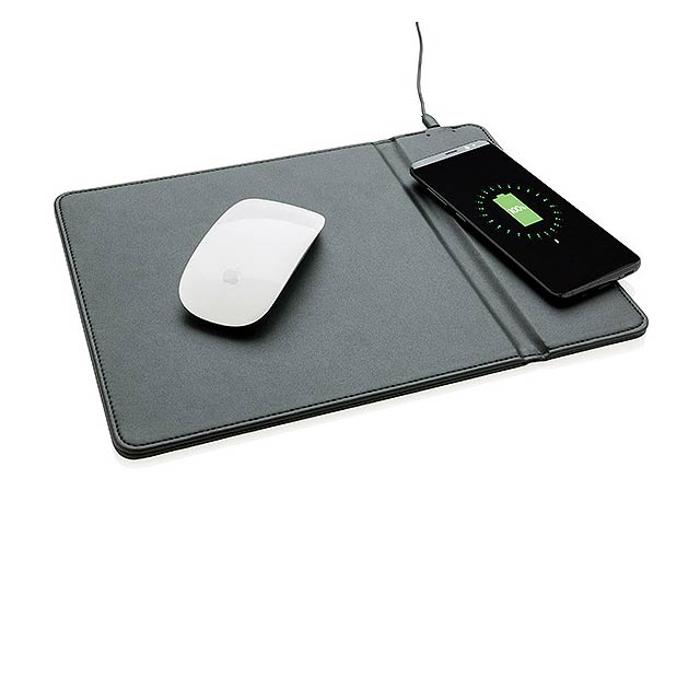 Mousepad mit Wireless-5W-Charging Funktion, schwarz - schwarz