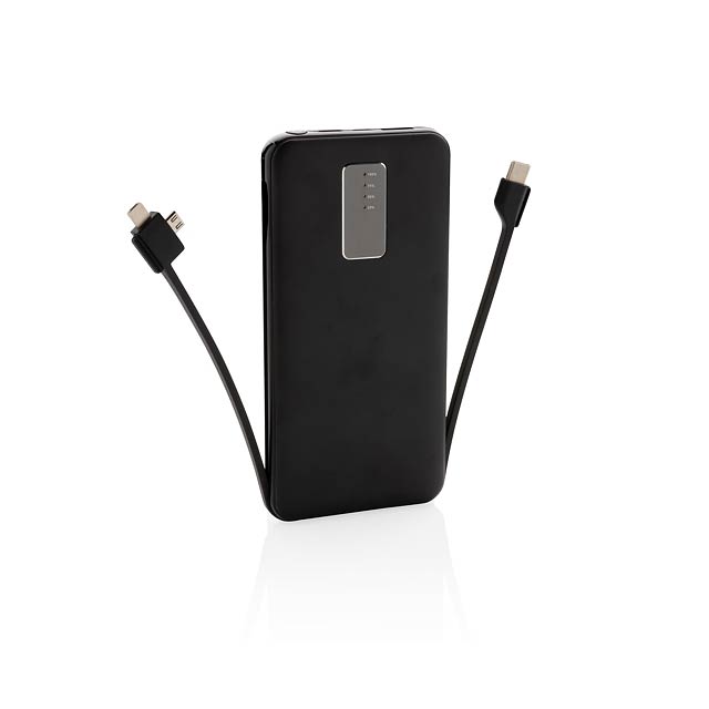 10.000 mAh powerbank with integrated cable - black