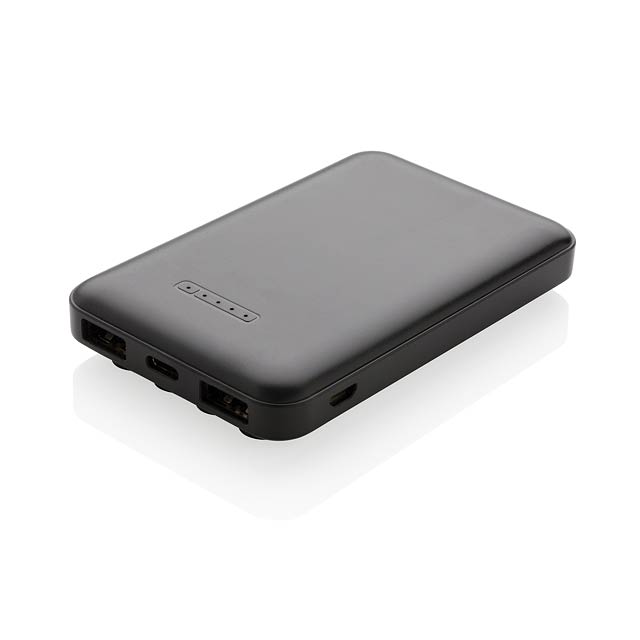 5.000 mAh wireless charging pocket powerbank, black - black