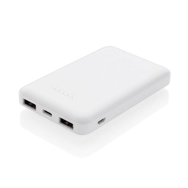 5.000 mAh wireless charging pocket powerbank, white - white