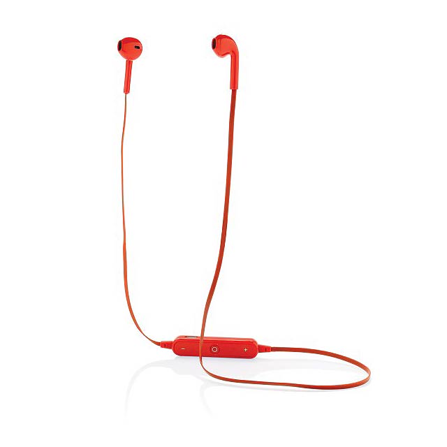 Wireless earbuds in pouch, red - red