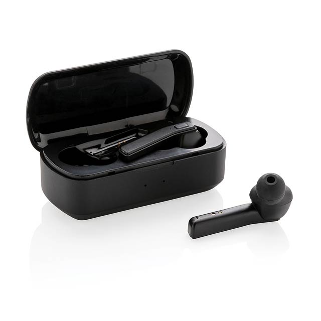 Free Flow TWS earbuds in charging case, black - black