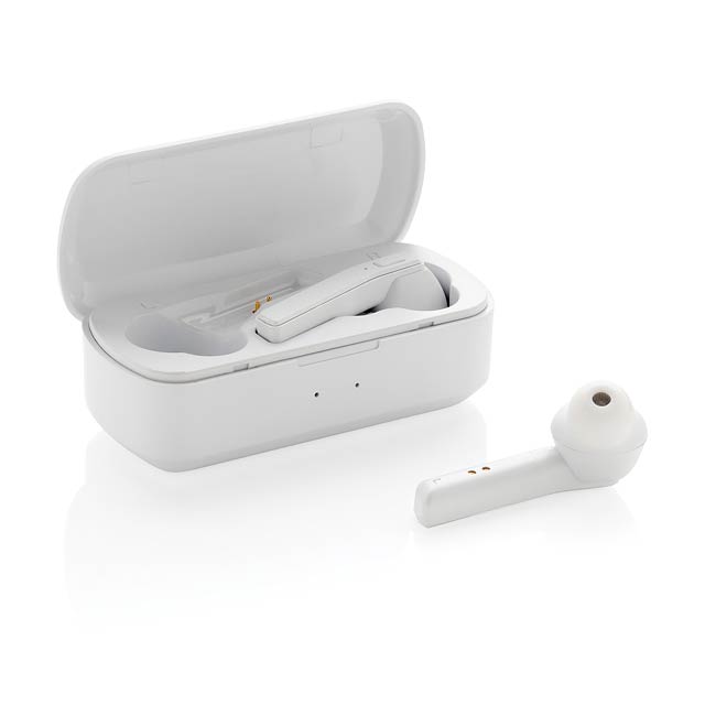 Free Flow TWS earbuds in charging case, white - white