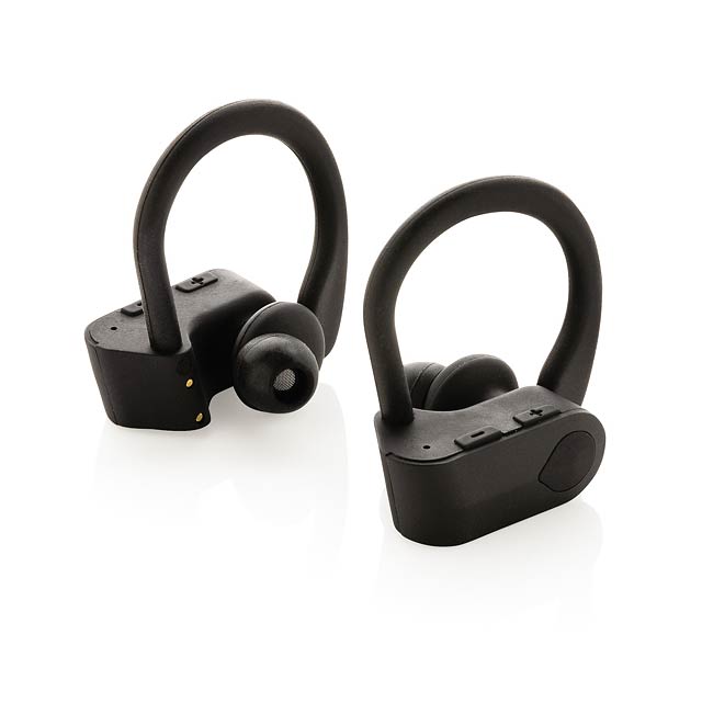 TWS Sport-Ohrhörer mit Ladebox, schwarz - schwarz
