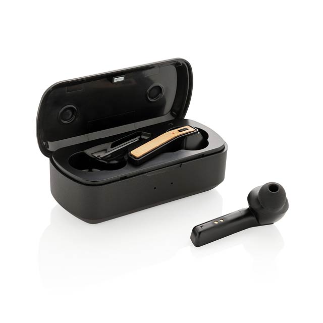 Bamboo Free Flow TWS earbuds in charging case, black - black