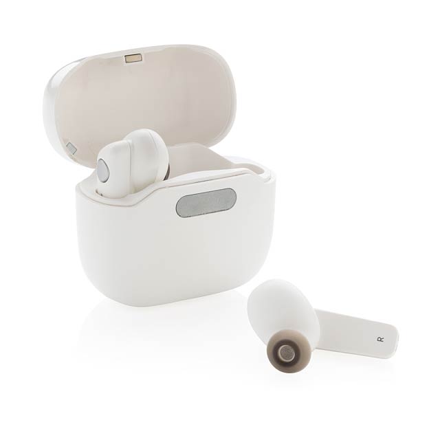 TWS earbuds in UV-C sterilizing charging case, white - white