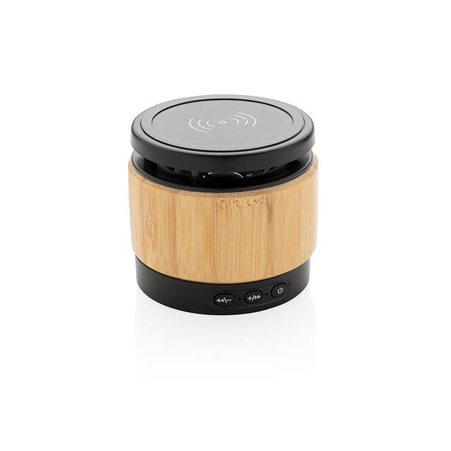 Bamboo wireless charger speaker - brown