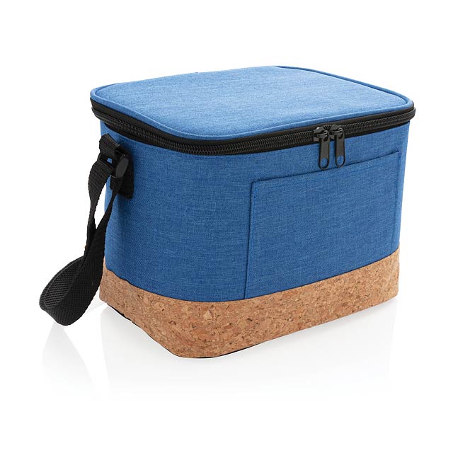 Two tone cooler bag with cork detail - blue