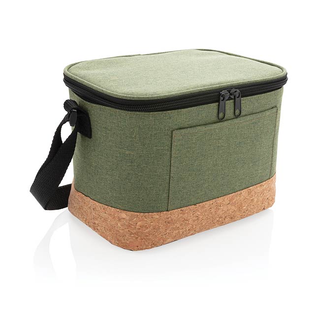 Two tone cooler bag with cork detail - green