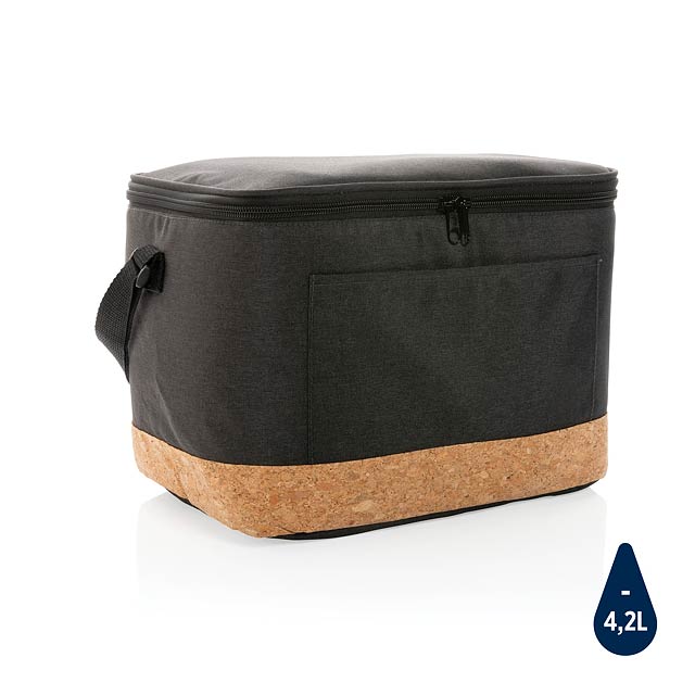 Impact AWARE™ XL RPET two tone cooler bag w/cork detail, bla - black