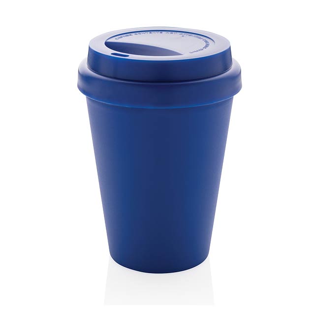Reusable double wall coffee cup 300ml - blue