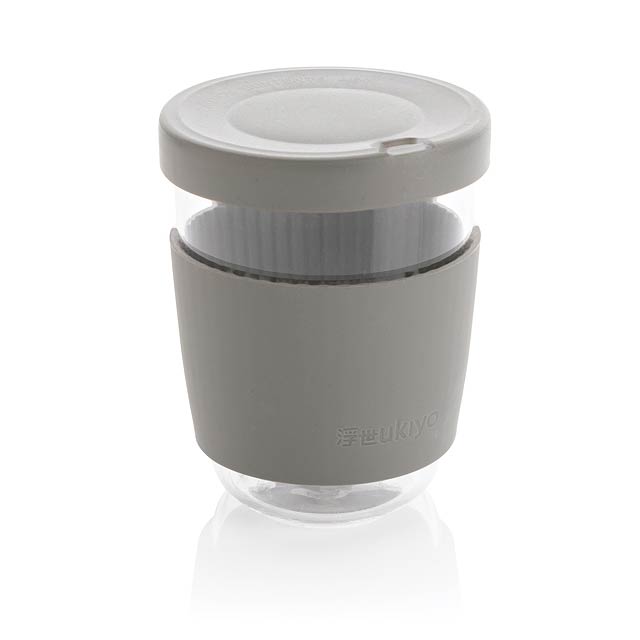Ukiyo borosilicate glass with silicon lid and sleeve, grey - grey
