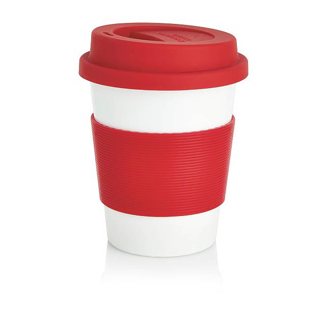 PLA Kaffeebecher, weiß/rot - Rot
