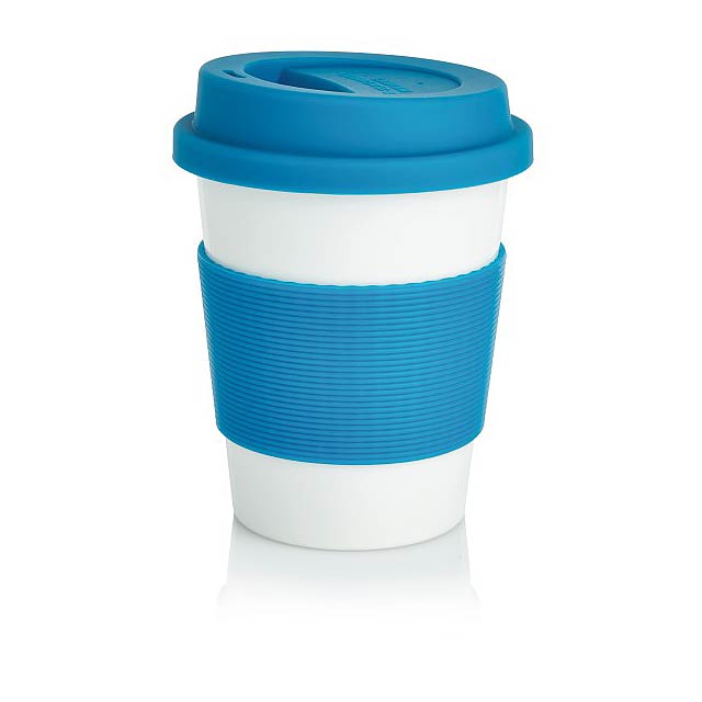 PLA Kaffeebecher, weiß/blau - blau