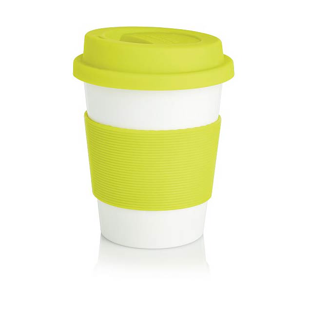 PLA Kaffeebecher, weiß/limone - zitronengelb 