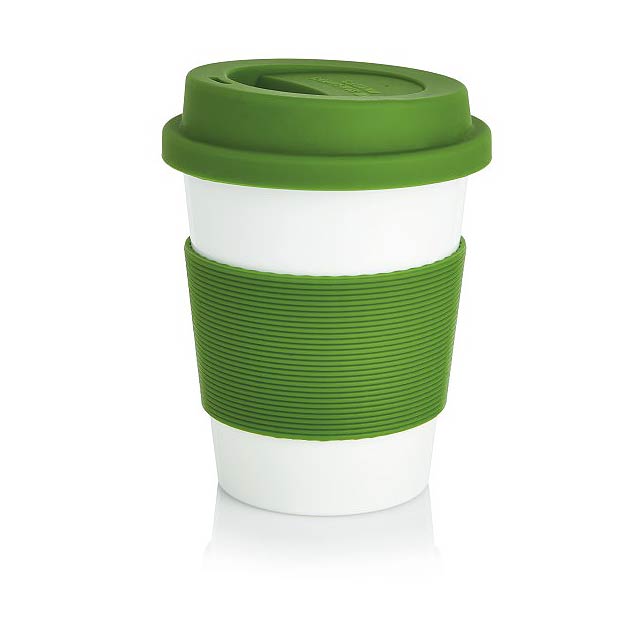 PLA Kaffeebecher, weiß/grün - Grün