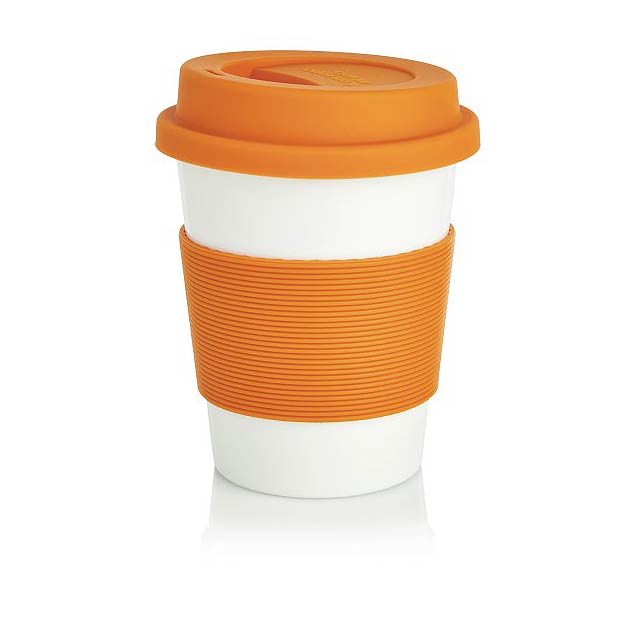 PLA Kaffeebecher, weiß/orange - Orange